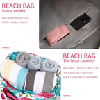LEDAOU Large Beach Tote Bag Women Waterproof Sandproof Zipper Beach Tote Bag - Image 3