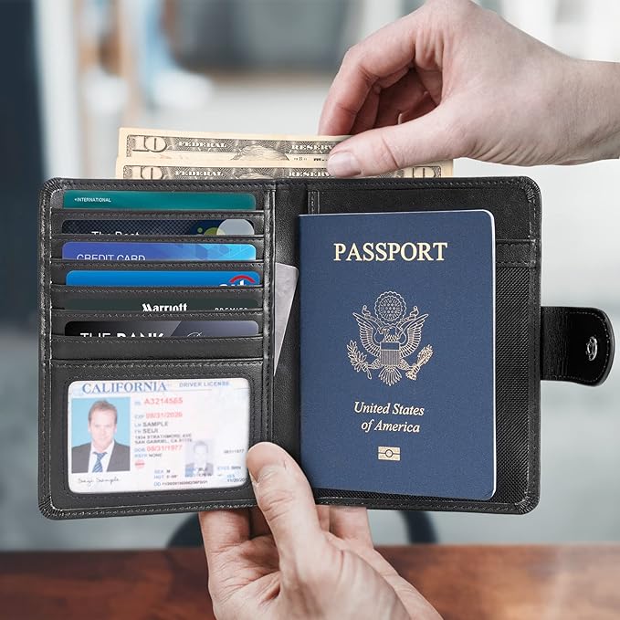 Polare Luxury RFID Blocking Leather Passport Holder Travel Wallet - Image 2
