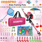 ODDSPRO Kids Fishing Pole Pink, Portable Telescopic Fishing Rod and Reel Combo - Image 2
