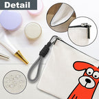Funny Make Up Bag For Woman, Cosmetic Bag With Hand Strap - Orange Dog - Lined Toiletry Bag - Comic Theme Pouch, Organizer With Zipper, Women Essentials & Accessories - B03