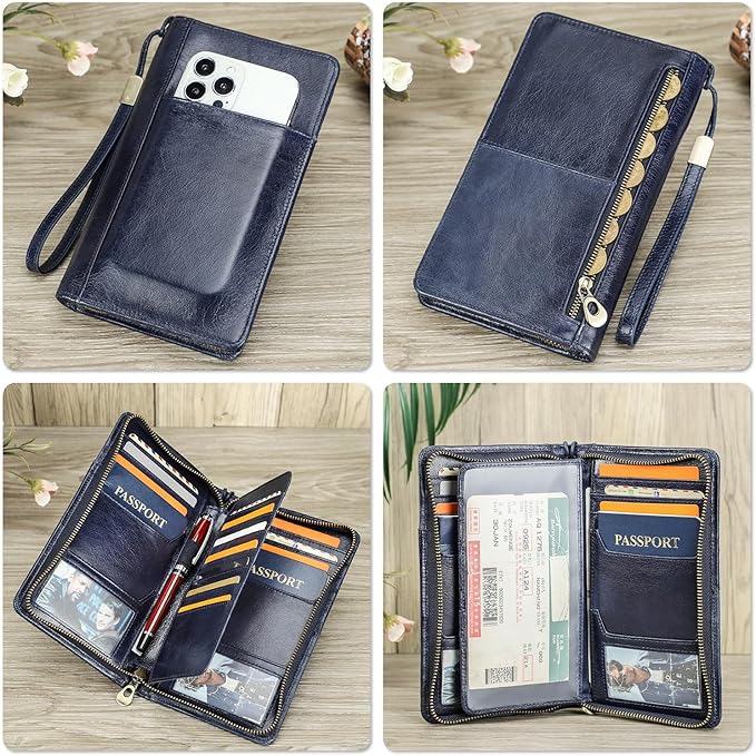 Top Grain Leather Customizable Travel Passport Wallet Holder - Image 3