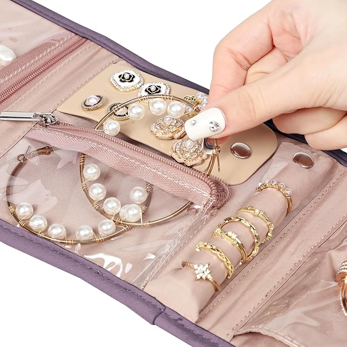 BELALIFE Travel Jewelry Case Organizer, Small Foldable Storage Roll - Image 4