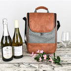2 Bottle Wine Set Leather Insulated Bag As Gift - Image 6