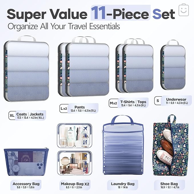 Veken 11 Set Compression Packing Cubes - Image 2
