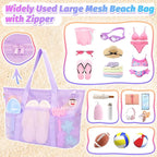 Tagitary Mesh Beach Bag with Zipper Large Beach Tote Waterproof Sandproof with - Image 5