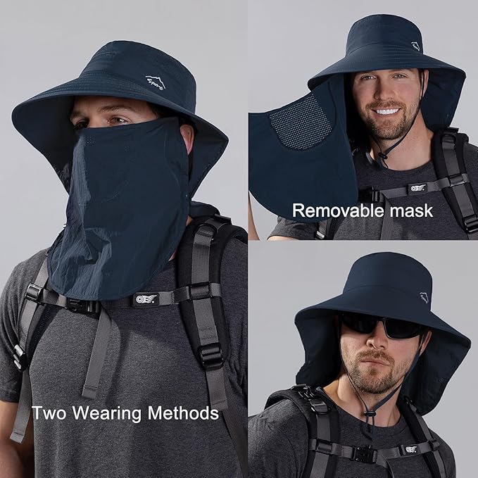 Sun Hat for Men Women with Neck Flap, UPF 50+ UV Protective Hiking Fishing Hats - Image 2