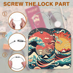 Japanese Style Ocean Wave Sun Leather Luggage Tag - Image 4