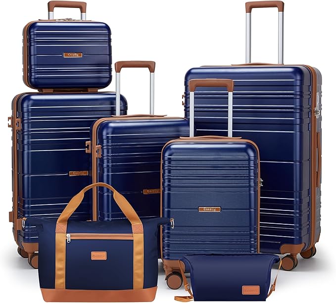 Luggage Sets with spinner wheels, PC+ABS Hard Shell Travel Luggage, Lightweight by Unknown