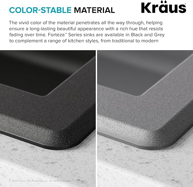 KRAUS Forteza 32-inch Undermount Single Bowl Granite Kitchen Sink in Grey - Image 9