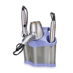 Polder Style Station, Hair Tool Organizer for Hair Dryer, Curling Iron, Hair Straightener, Easy-to-Store Hair Styling Station, Periwinkle and Silver
