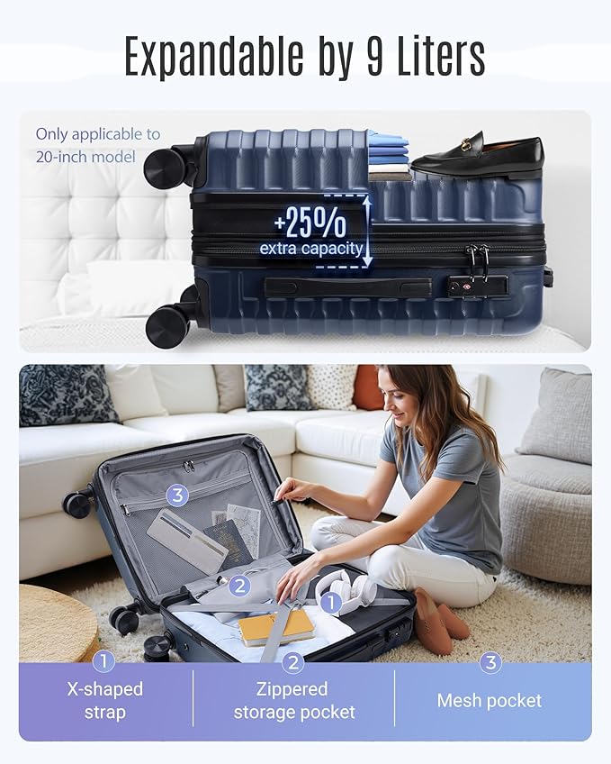 LIGHT FLIGHT Carry On Luggage 22x14x9 Airline Approved, Carry On Suitcases - Image 4