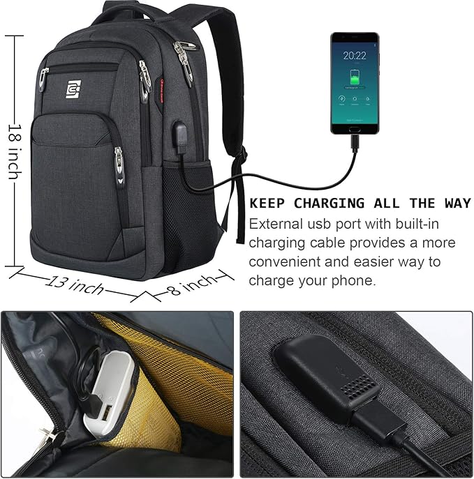Laptop Backpack, Business Travel Anti Theft Slim Durable Laptops Backpack - Image 3