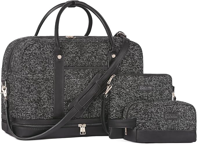 Weekender Bag for Women Canvas Overnight Bag Large Travel Tote Bag Carry on by BOLOSTA