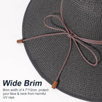 DRESHOW Beach Hats for Women Big Straw Wide Brim Summer Hat Floppy Foldable - Image 4