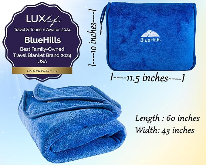 BlueHills 2-Pack Premium Soft Travel Blanket Pillow Airplane Blanket in Soft - Image 3