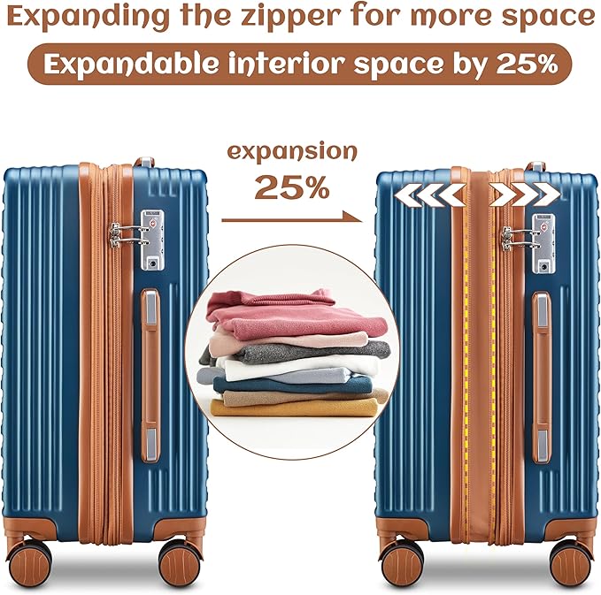 imiomo Luggage Sets 3 Piece, Expandable Hardside Suitcase Set - Image 2