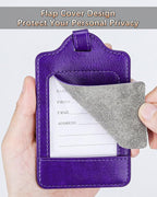 Teskyer Luggage Tags, 3 Pack Premium PU Leather Luggage Tags Privacy Protection - Image 2