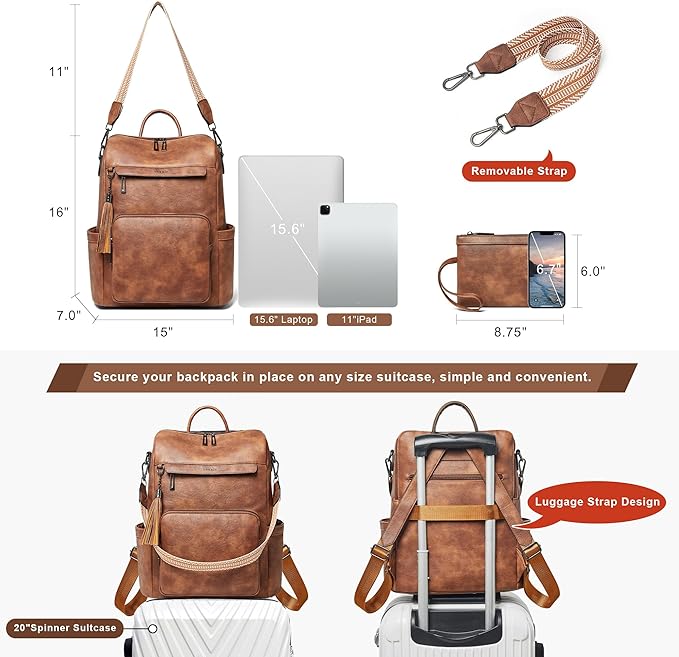 Shrrie Vegan Leather Laptop Backpack - Image 4
