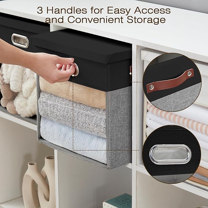 Fabric Storage Cubes with Clear Windows and Lids, Decorative Storage Boxes - Image 4