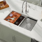 Dcolora 33 Inch Double Bowl Kitchen Sink Undermout Workstation 16 Gauge - Image 2