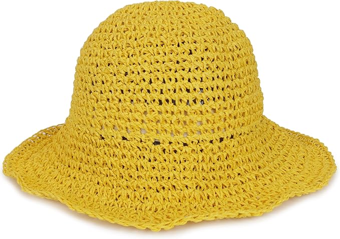 Womens Wide Brim Straw Sun Hat Foldable Floppy Crochet Beach Hat by Voilipex