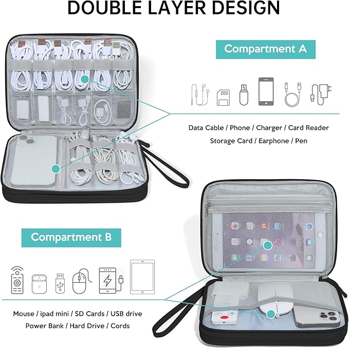 CILLA Electronics Organizer Travel, Travel Cord Organizer Case, Compact - Image 3