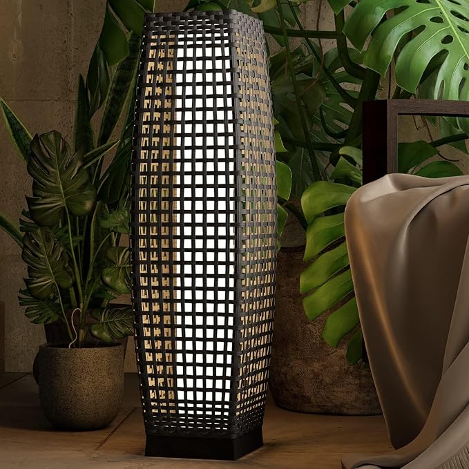 Grand patio Outdoor Floor Lamp Solar Powered Lantern Water-Resistant Wicker by GrandPatio