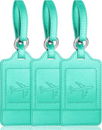 Teskyer Luggage Tags, 3 Pack Premium PU Leather Luggage Tags Privacy Protection by TESKYER