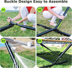 Double Hammock with Stand for Outdoor, Heavy Duty Portable Hammock with - Image 5