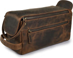 LEATHER VILLAGE Premium Leather Travel Toiletry Bag by LeatherVillage