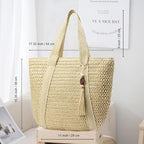 Straw Beach Bags for Women Woven Beach Tote Bag Casual Boho Large Shoulder - Image 4