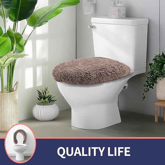 Microfiber Elongated Toilet Seat Cover 19.5"x 15" Machine Washable Solid Toilet - Image 8