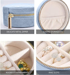 TAIMY Plush Velvet Travel Jewelry Box, Round Mini Travel Jewelry Case - Image 3