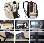 Beige Backpack for Men Women, School Backpack for Boys Girls Teens, 15.6 Inch - Image 2