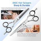 Fenice Peak 6'' Hair Cutting Scissors Set, Professional 440C Stainless Steel Barber Shears Kit with Cutting & Thinning Scissors, 9 PCS Hairdressing Tools for Men Women Salon Home Use