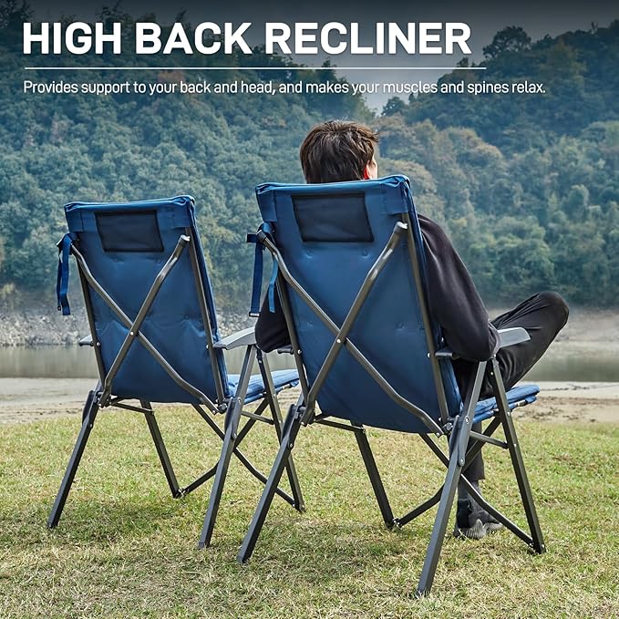 EVER ADVANCED Folding Padded Camping Chair 4 Positon Adjustable Recliner - Image 6