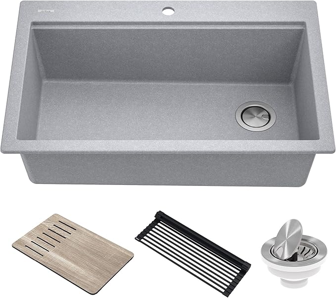KRAUS Bellucci Workstation 33 in. Drop In Single Bowl Granite Kitchen Sink in by KRAUS