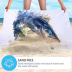 WZOMT Bass Fish Beach Towel Blanket Fishing Towels, Funny Bass Green White - Image 4