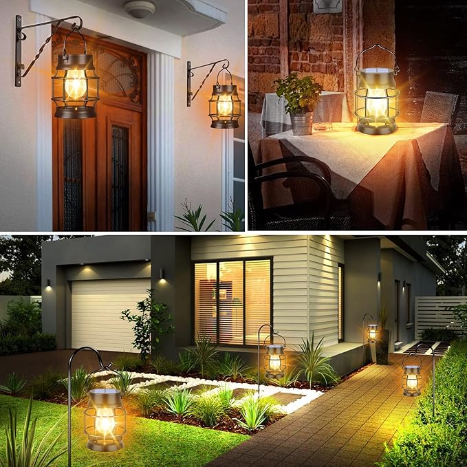 UBright 2 Pack Solar Lantern Lights Outdoor Waterproof Metal Hanging Solar - Image 7