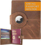 GARZINI Passport Holder with AirTag, Passport Wallet with RFID, Travel by GARZINI