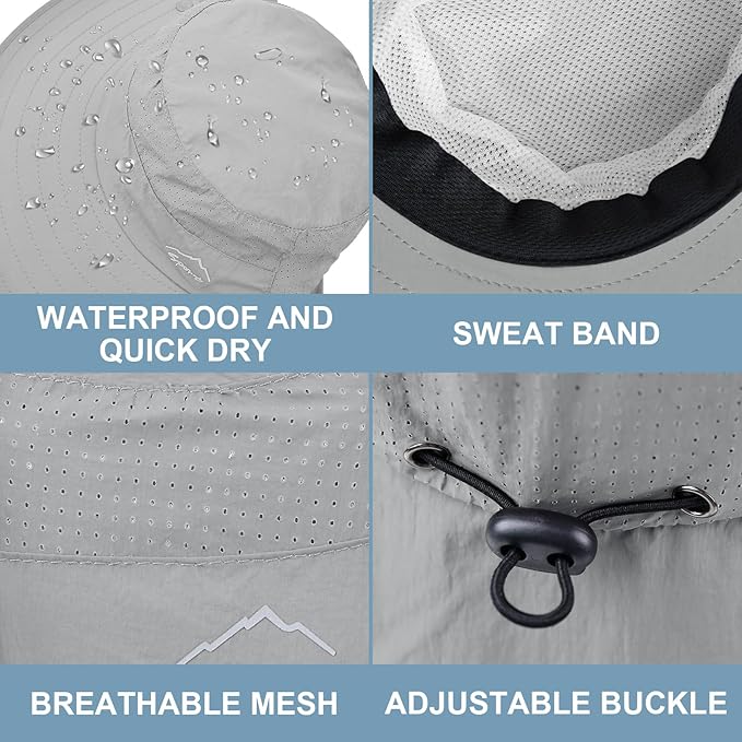 Sun Hat for Men Women with Neck Flap, UPF 50+ UV Protective Hiking Fishing Hats - Image 4