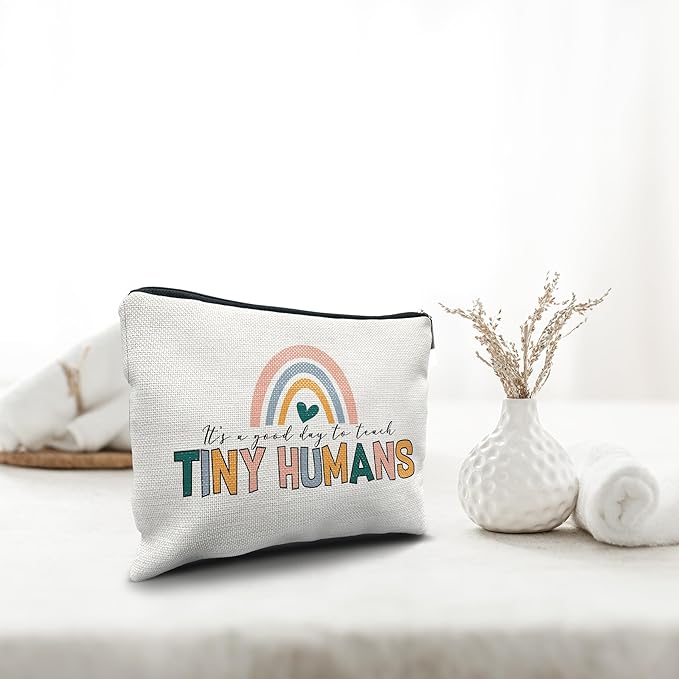 Nogrit Teacher Makeup Cosmetic Bag,It's a Good Day to Teach Tiny Humans Makeup Travel Toiletry Bag,Teacher Appreciation Gifts,Back to School Gifts for Teachers,Thank You Gifts for Teachers