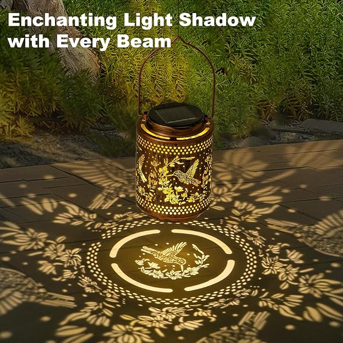 Solar Lanterns Outdoor Waterproof Hummingbird and Iris Garden Decor Gifts - Image 5