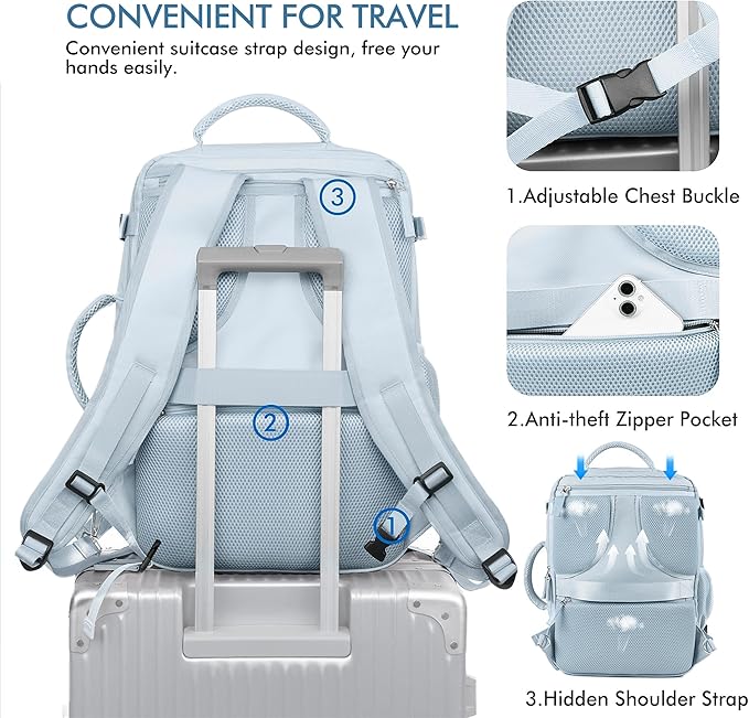 Beraliy Large Travel Backpack Women, Airline Approved Backpack, Carry On luggage - Image 7