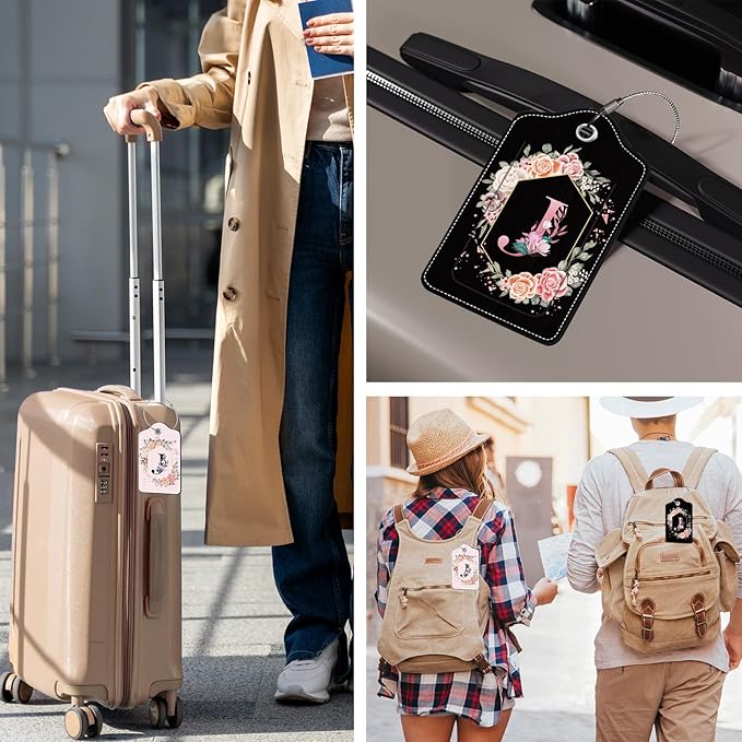 2Pcs Letter J Luggage Tag for Women, Name ID Labels - Image 2