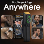 Vacutrim Cordless Mens Beard Trimmer, Rechargeable Electric Shaver with 20 Trim Setting Calibration Dial and Built-in Vacuum for Mustache, Sideburns. Facial Hair, Black, 7.5", As Seen On TV