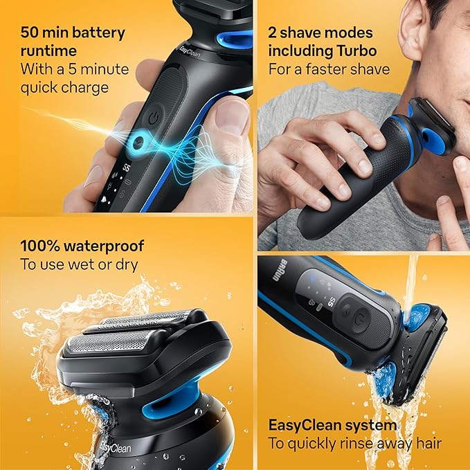 Braun Electric Shaver for Men, Series 5 5150cs, Wet & Dry Shave, Turbo Shaving - Image 3