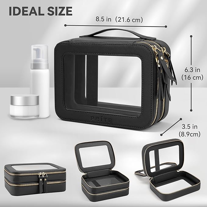 Prite Clear Makeup Bags Double Layer Cosmetic Bags - Image 3