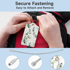 2 Pack Leather Luggage Tag for Suitcase Green White Eucalyptus Leaves Unique - Image 3