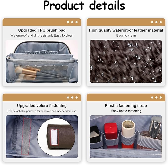 BOYATU Travel Makeup Bag Organizer Cosmetic Bag: 3 Pcs Set Make up Bags - Image 4